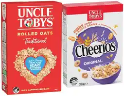 IGA Uncle Tobys Rolled Oats 1kg or Cheerios Original 320g Selected Varieties offer