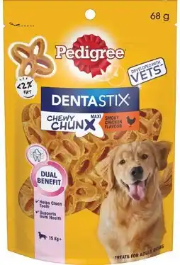 IGA Pedigree Dentastix Chewy Chunx Maxi or Mini Dog Treats 68g offer