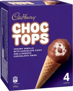 IGA Cadbury Choc Tops Ice Cream 4 Pack offer