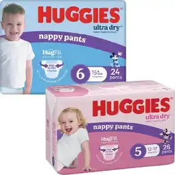 Woolworths Huggies Ultra Dry Nappy Pants Pk 24-36 offer