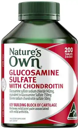 Coles Nature's Own Glucosamine Sulfate with Chondroitin Tablets 200 Pack^ offer