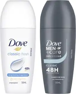 Coles Dove Antiperspirant Roll On Deodorant 50mL offer