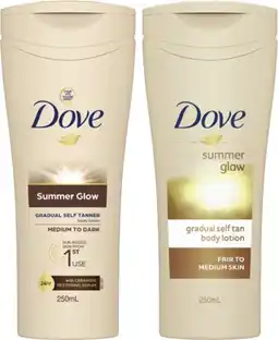 Coles Dove Summer Glow Body Lotion 250mL offer