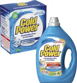 Coles Cold Power Laundry Liquid 2 Litre or Powder 2kg offer