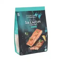Woolworths Ocean Chef Atlantic Salmon Portions Skin On 1 kg – From the Seafood Freezer offer