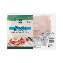 Woolworths Woolworths Middle Bacon 1 kg – From the Fridge offer