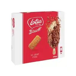Woolworths Lotus Biscoff Ice Cream Sticks 270ml Pk 3 – From the Freezer offer