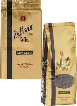 Coles Vittoria Espresso Coffee Beans or Ground 1kg offer