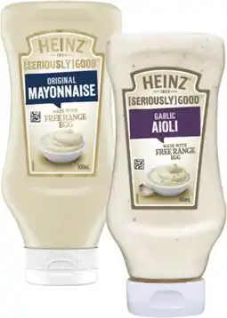 Coles Heinz Seriously Good Mayonnaise or Aioli 500mL offer