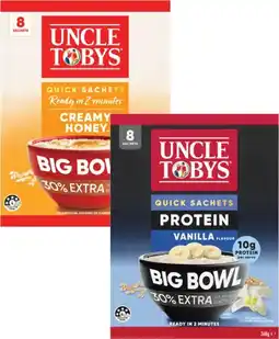 Coles Uncle Tobys Oats Big Bowl Sachets 368g offer