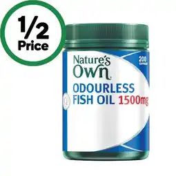 Woolworths Nature’s Own Fish Oil Odourless 1500mg Capsules Pk 200 offer