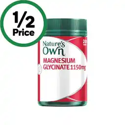 Woolworths Nature’s Own Magnesium Glycinate 1150mg Tablets Pk 200 offer
