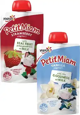 Coles Yoplait Petit Miam Yoghurt Pouch 70g offer
