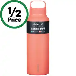 Woolworths Sistema Stainless Steel Dual Wall Bottle 1 Litre offer