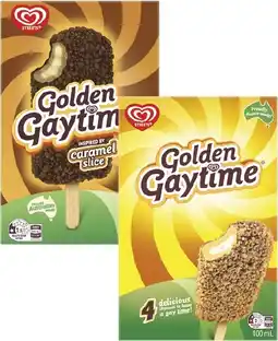 Coles Streets Golden Gaytime Sticks 4 Pack 400mL offer
