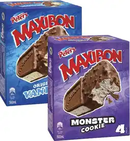 Coles Peters Maxibon 4 Pack 560mL offer