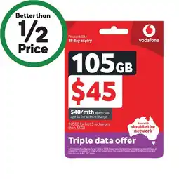 Woolworths Vodafone $45 Starter PackΔ offer