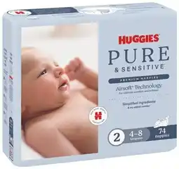 Coles Huggies Pure & Sensitive Nappies 68 Pack-86 Pack offer