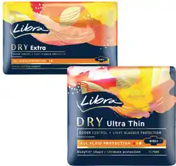 Coles Libra Dry with Wings Ultra Thin or Extra Pads 12 Pack offer