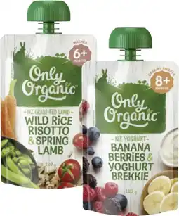 Coles Only Organic 4+ Months, 6+ Months or 8+ Months Baby Food Pouch 120g offer