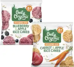 Coles Only Organic Blueberry & Apple or Carrot & Apple Rice Cakes 35g offer