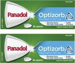 Coles Panadol Paracetamol Optizorb Caplets 16 Pack^ offer