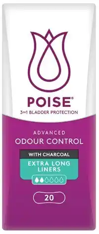 Coles Poise Advanced Odour Protect Extra Long Liners 20 Pack offer