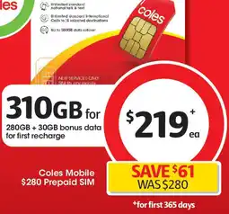 Coles Coles mobile prepaid sim offer