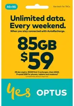 Coles Optus $59 Prepaid SIM offer
