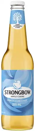 Coles Strongbow Lower Carb Cider Bottles 6x355mL offer
