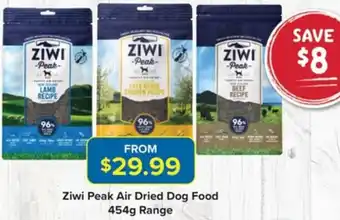 PetO Ziwi Peak Air Dried Dog Food 454g Range offer