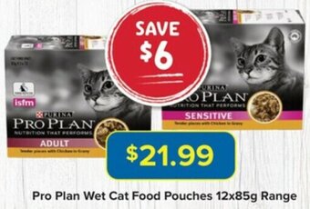PetO Pro Plan Wet Cat Food Pouches 12x85g Range offer