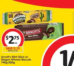 Coles Arnott's Mint Slice or Wagon Wheels Biscuits offer