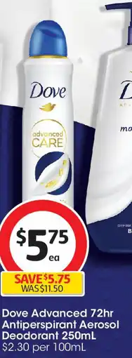 Coles Dove Advanced 72hr Antiperspirant Aerosol Deodorant offer