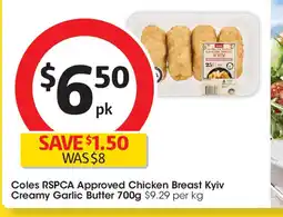 Coles Coles RSPCA Approved Chicken Breast Kyiv Creamy Garlic Butter offer