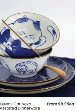 Myer Kawaii Cat Neko Assorted Dinnerware offer