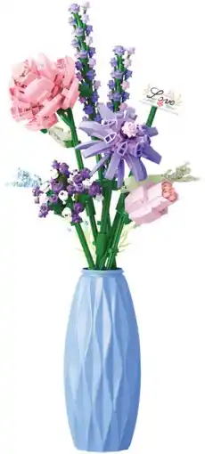 Toymate Flower Love Blue Vase Bouquet (303pcs) offer