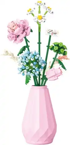 Toymate Flower Love Pink Vase Bouquet (309pcs) offer