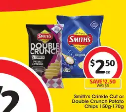 Coles Smith's Crinkle Cut or Double Crunch Potato Chips offer