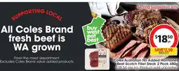Coles Coles Australian No Added Hormones Beef Scotch Fillet Steak 2 Pack offer