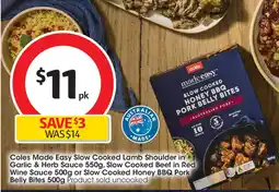 Coles Slow Cooked Honey BBQ Pork Belly Bites offer