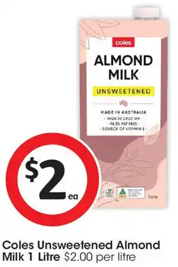 Coles Coles unsweetened almond milk offer