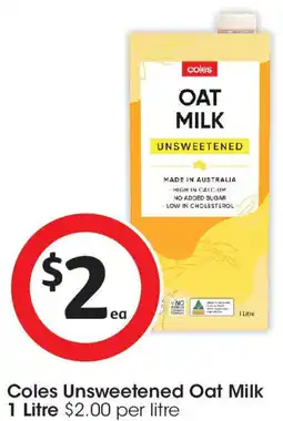 Coles Coles unsweetened oat milk offer