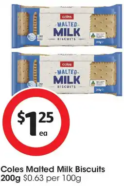 Coles Coles malted milk biscuits offer