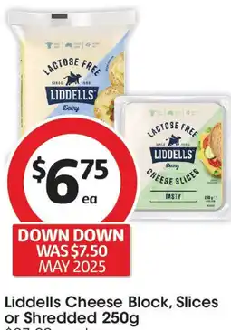 Coles Liddells cheese block, slices or shredded offer