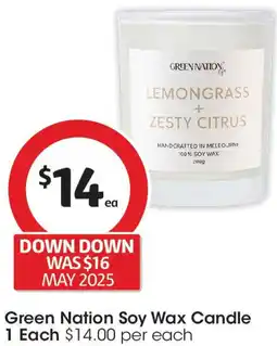 Coles Green nation soy wax candle offer