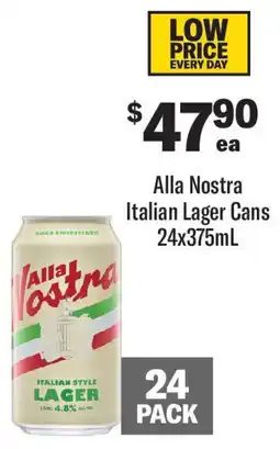 Coles Alla nostra italian lager cans offer