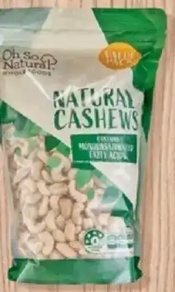ALDI Oh so natural wholefoods natural cashews offer
