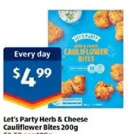 ALDI Let's party herb & cheese cauliflower bites offer