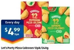ALDI Let's party pizza calzones offer